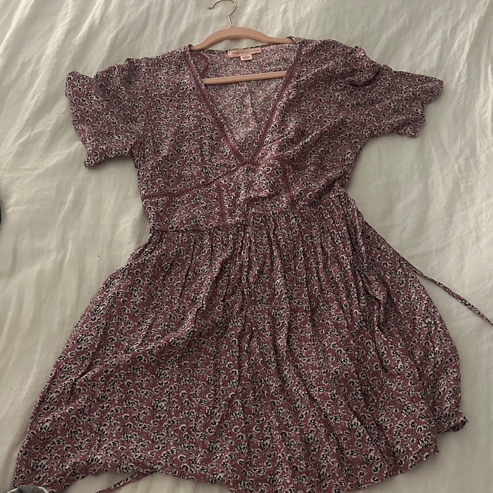 Band of Gypsies Purple Floral Midi Dress